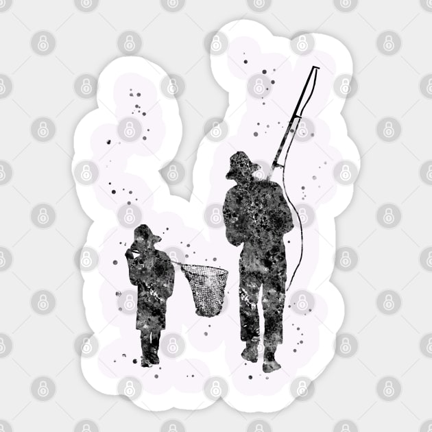 Father and son fishing Sticker by RosaliArt